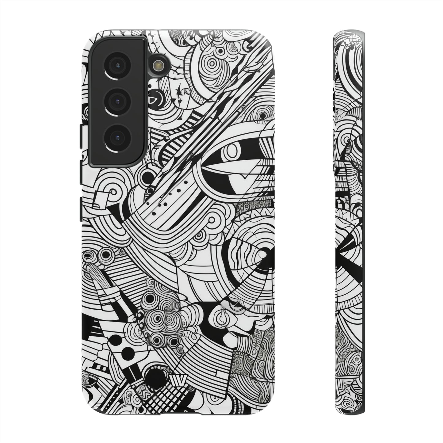 B&W ABSTRACT DOODLE | Tough Phone Case - Trovvve