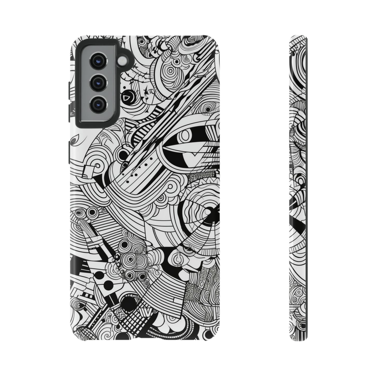 B&W ABSTRACT DOODLE | Tough Phone Case - Trovvve
