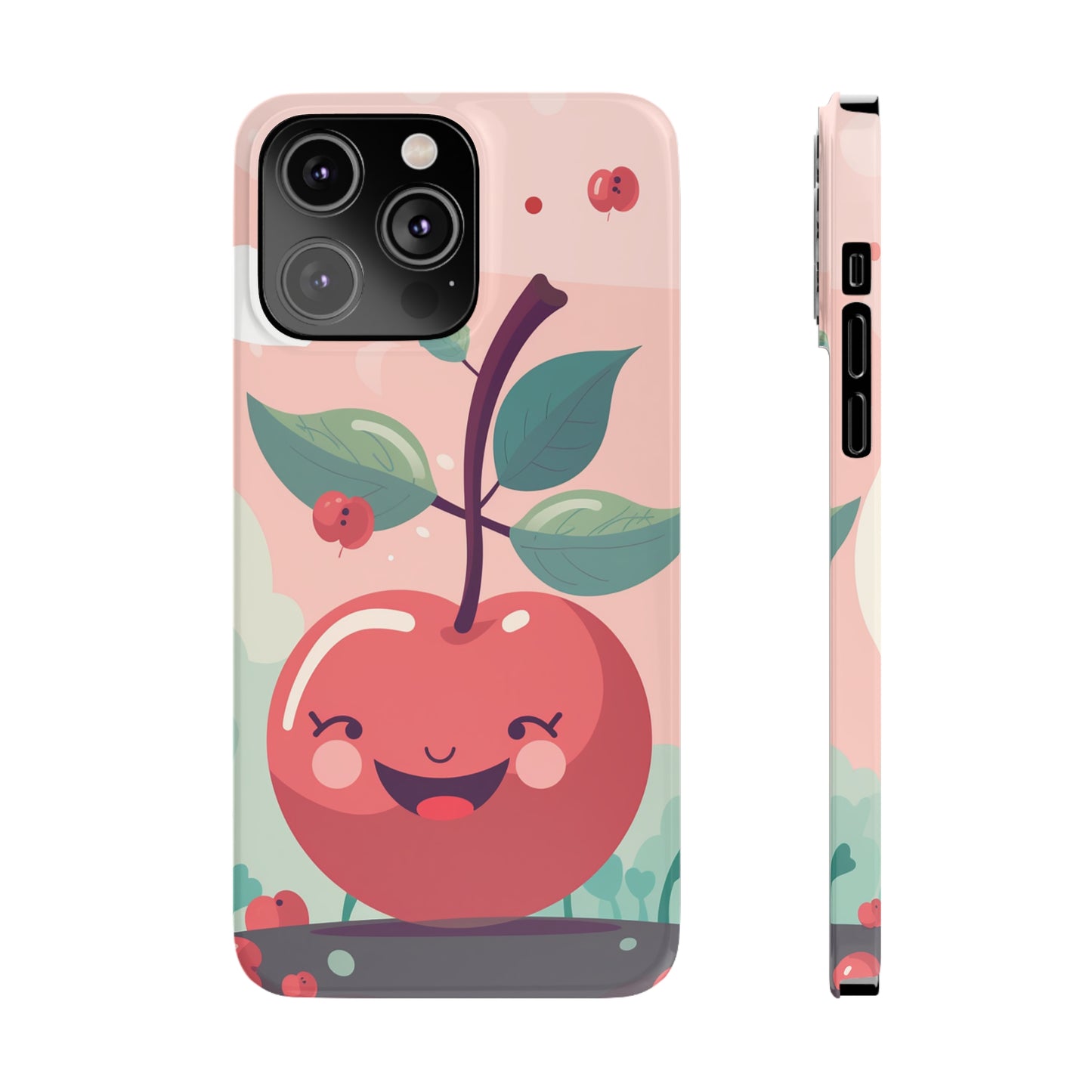 CHERRY FRUIT FACE | Slim iPhone Case - Trovvve