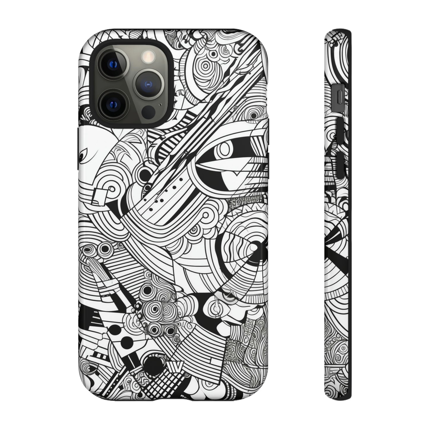 B&W ABSTRACT DOODLE | Tough Phone Case - Trovvve