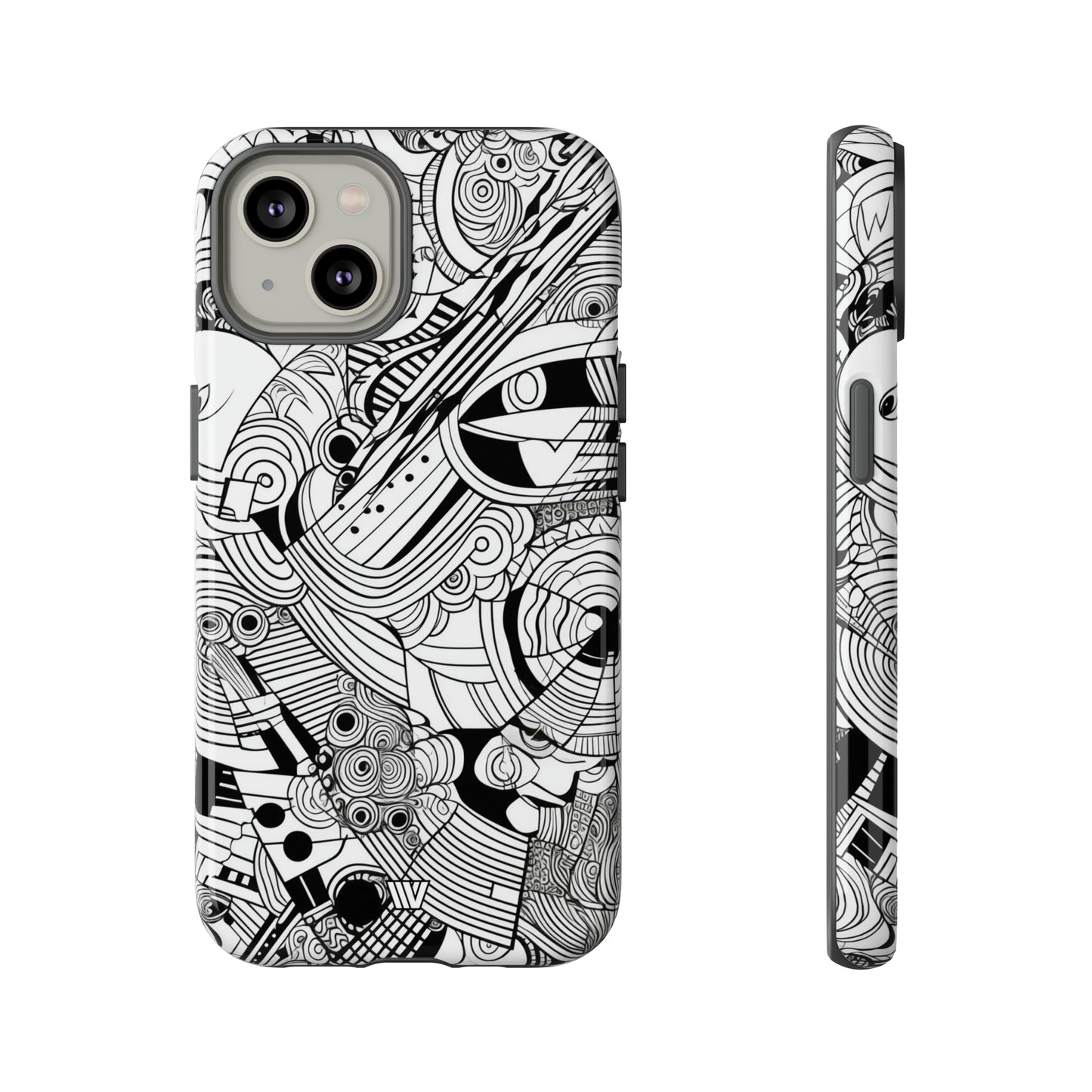 B&W ABSTRACT DOODLE | Tough Phone Case - Trovvve