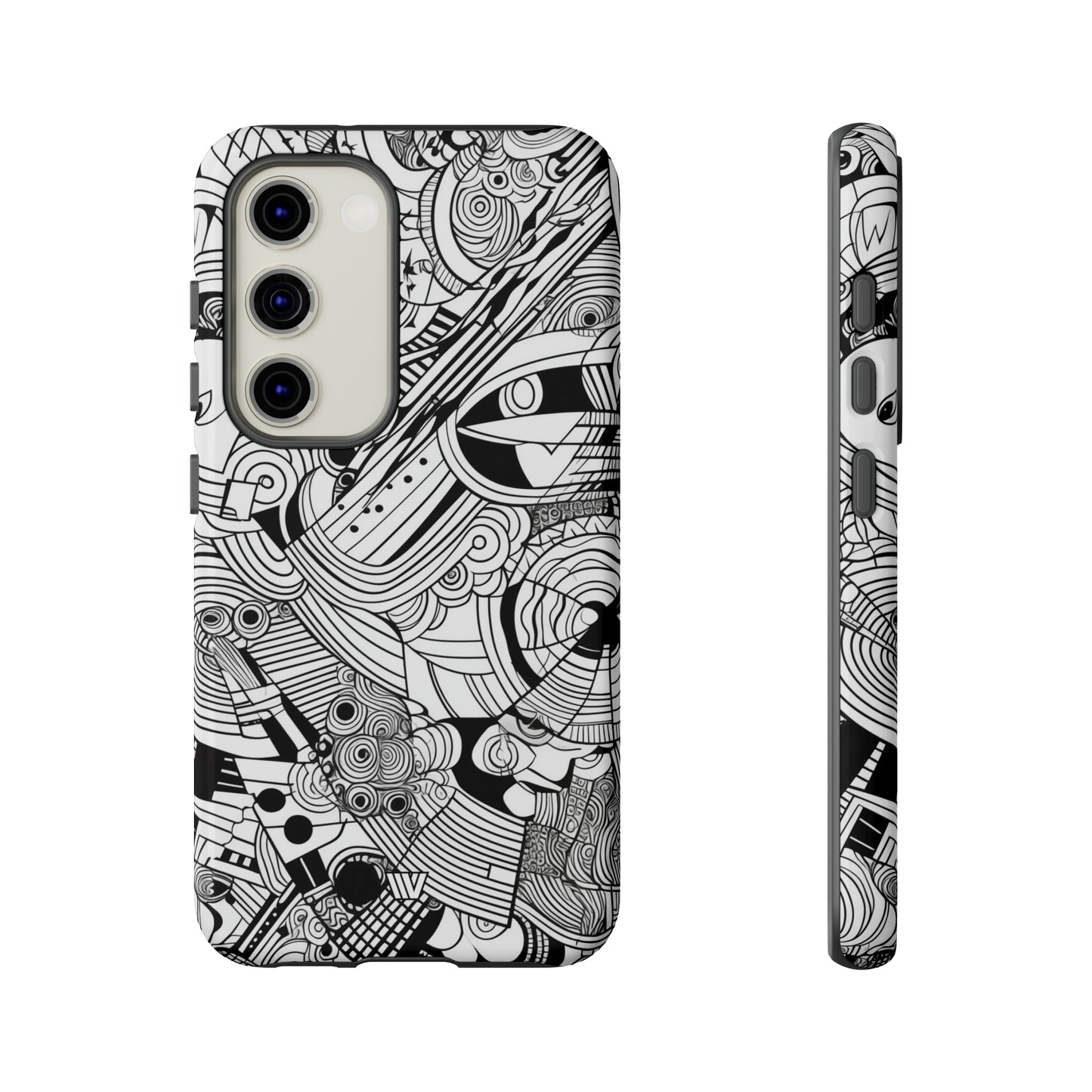 B&W ABSTRACT DOODLE | Tough Phone Case - Trovvve