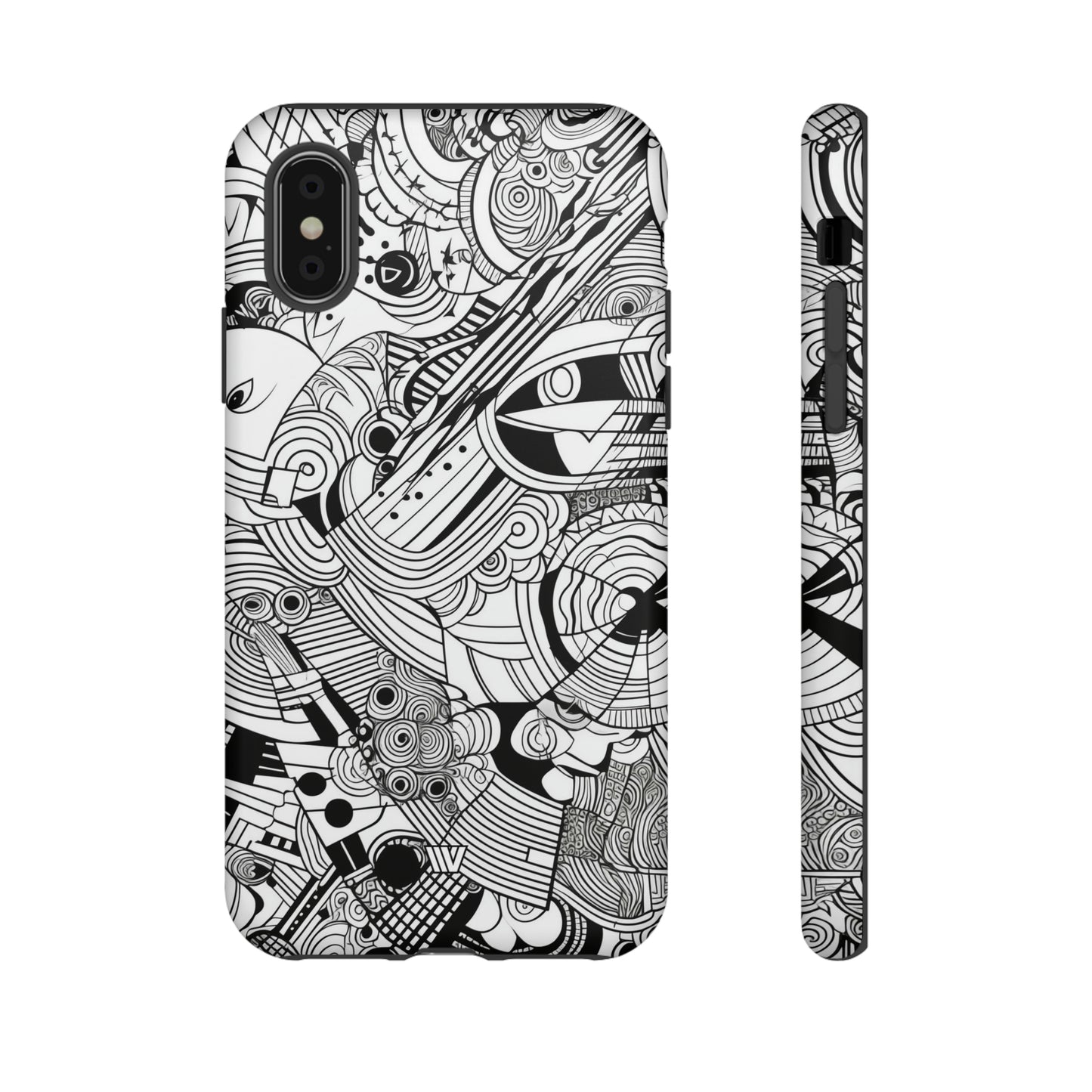B&W ABSTRACT DOODLE | Tough Phone Case - Trovvve