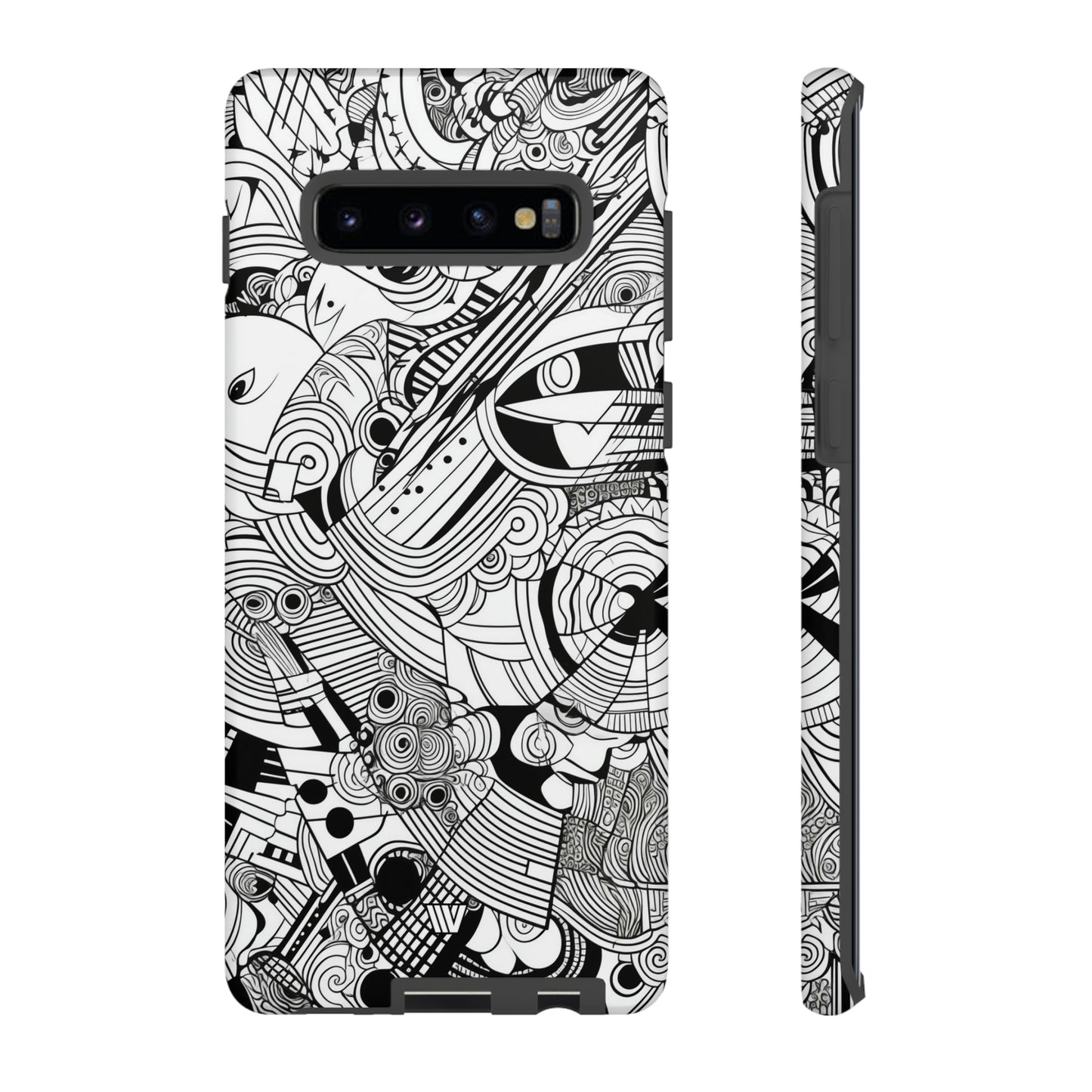 B&W ABSTRACT DOODLE | Tough Phone Case - Trovvve