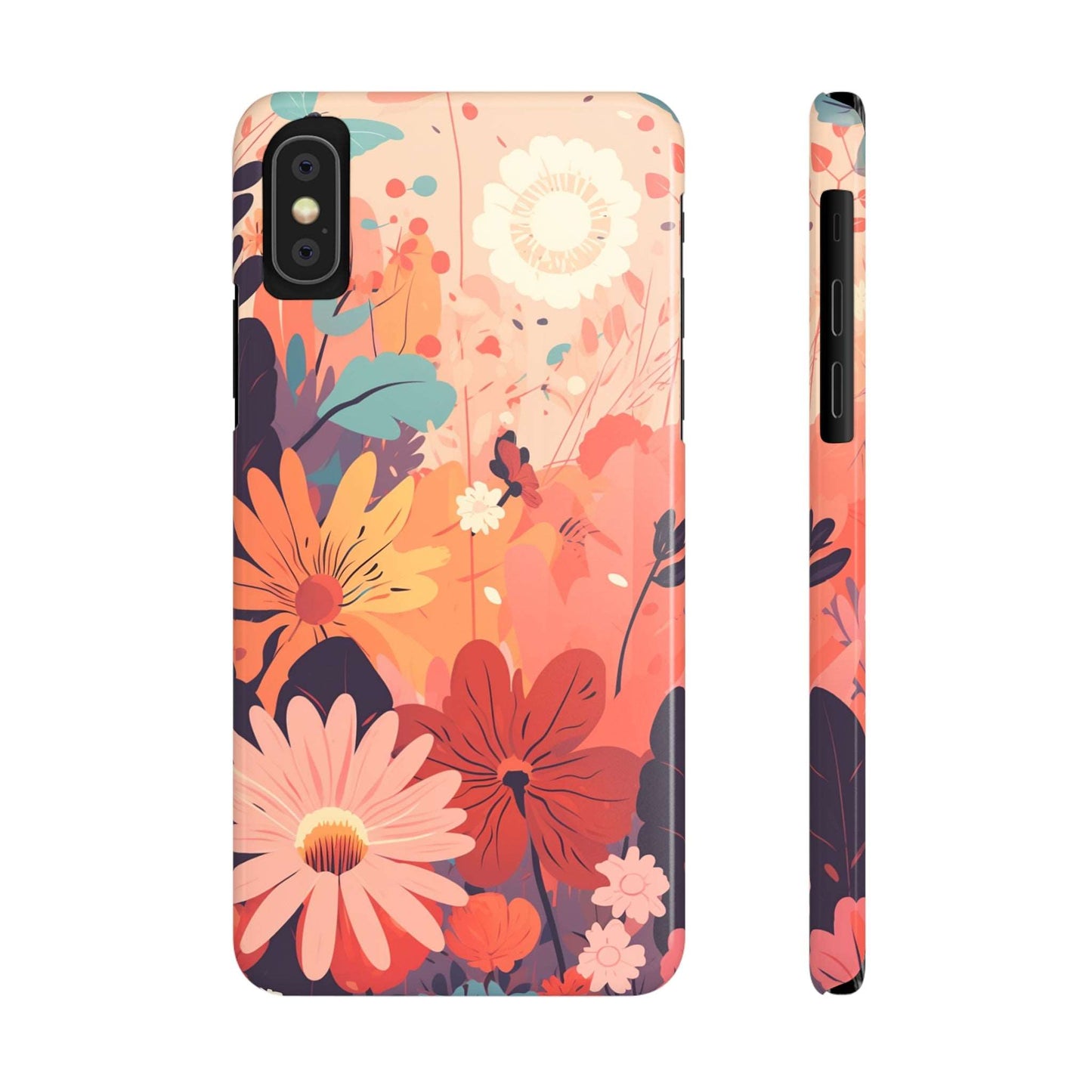 Bright Sunset Flowers | Slim iPhone Case - Trovvve