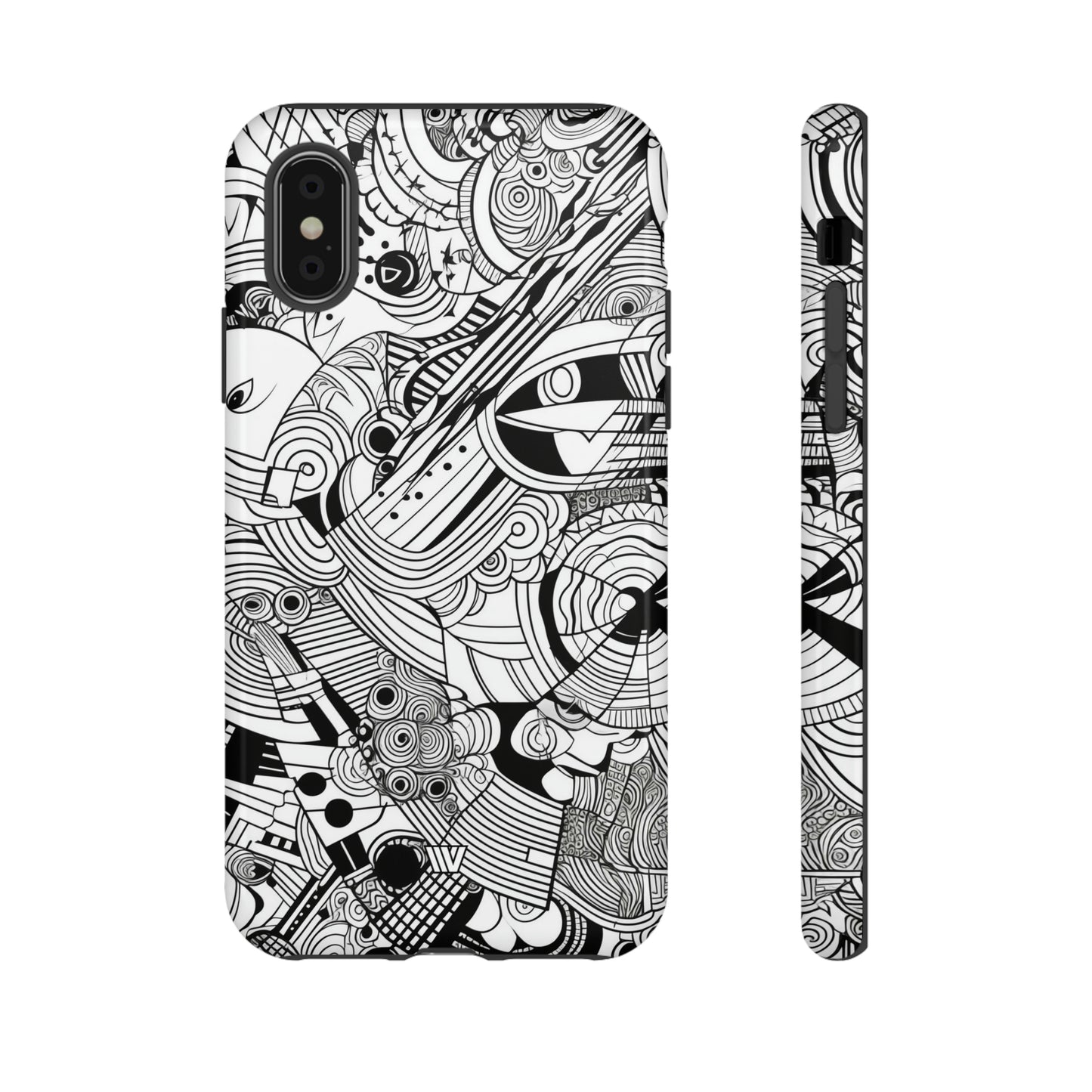 B&W ABSTRACT DOODLE | Tough Phone Case - Trovvve