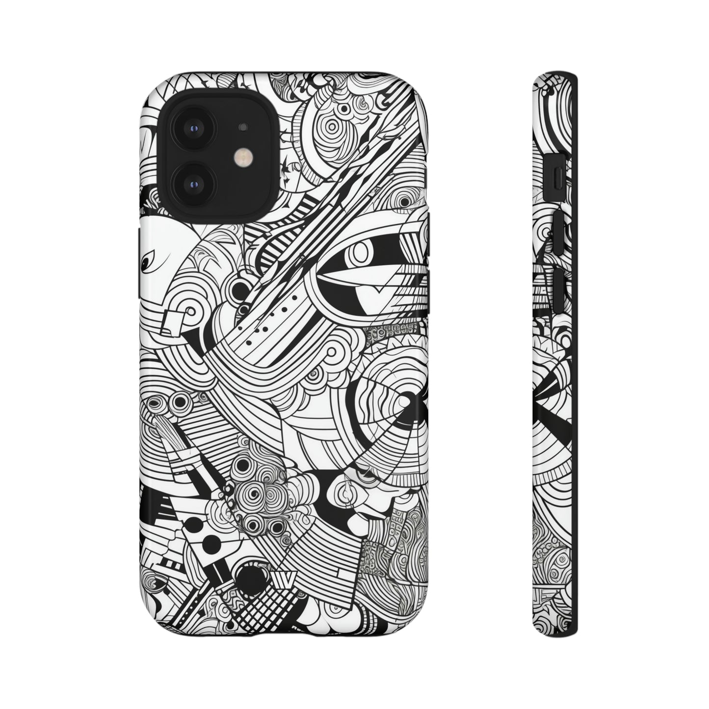 B&W ABSTRACT DOODLE | Tough Phone Case - Trovvve
