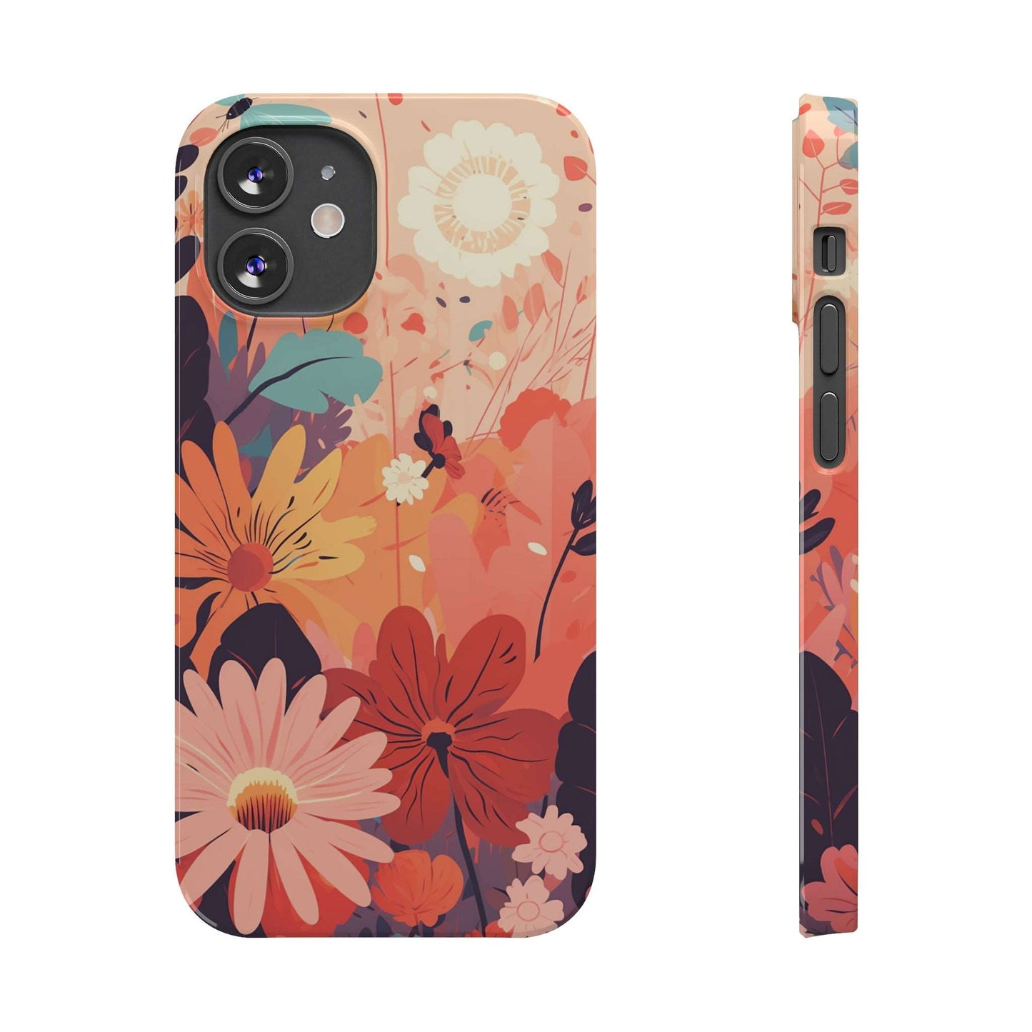 Bright Sunset Flowers | Slim iPhone Case - Trovvve