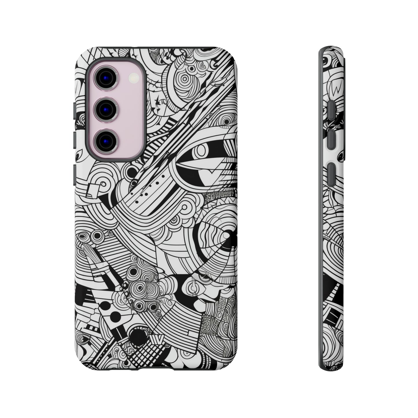 B&W ABSTRACT DOODLE | Tough Phone Case - Trovvve