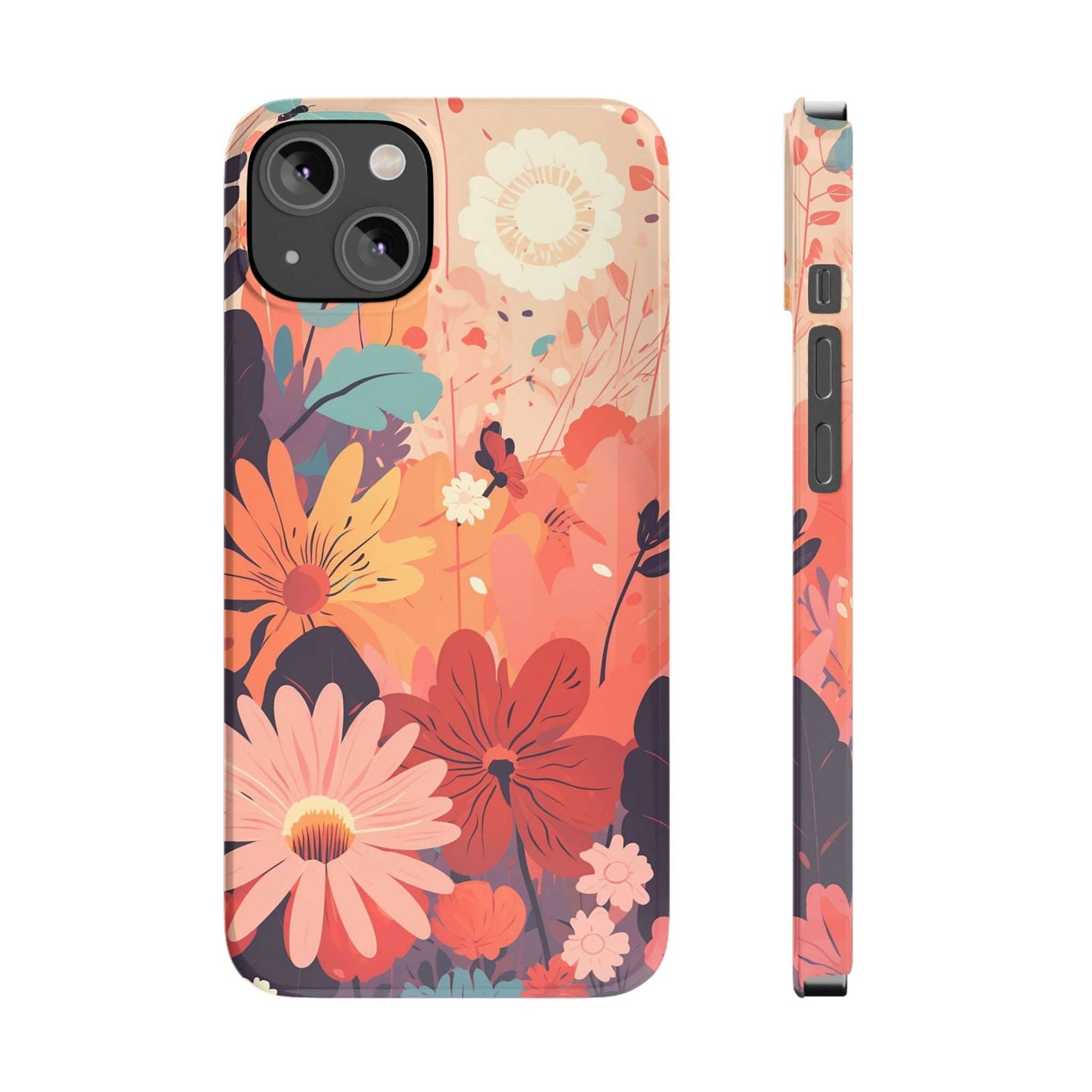 Bright Sunset Flowers | Slim iPhone Case - Trovvve