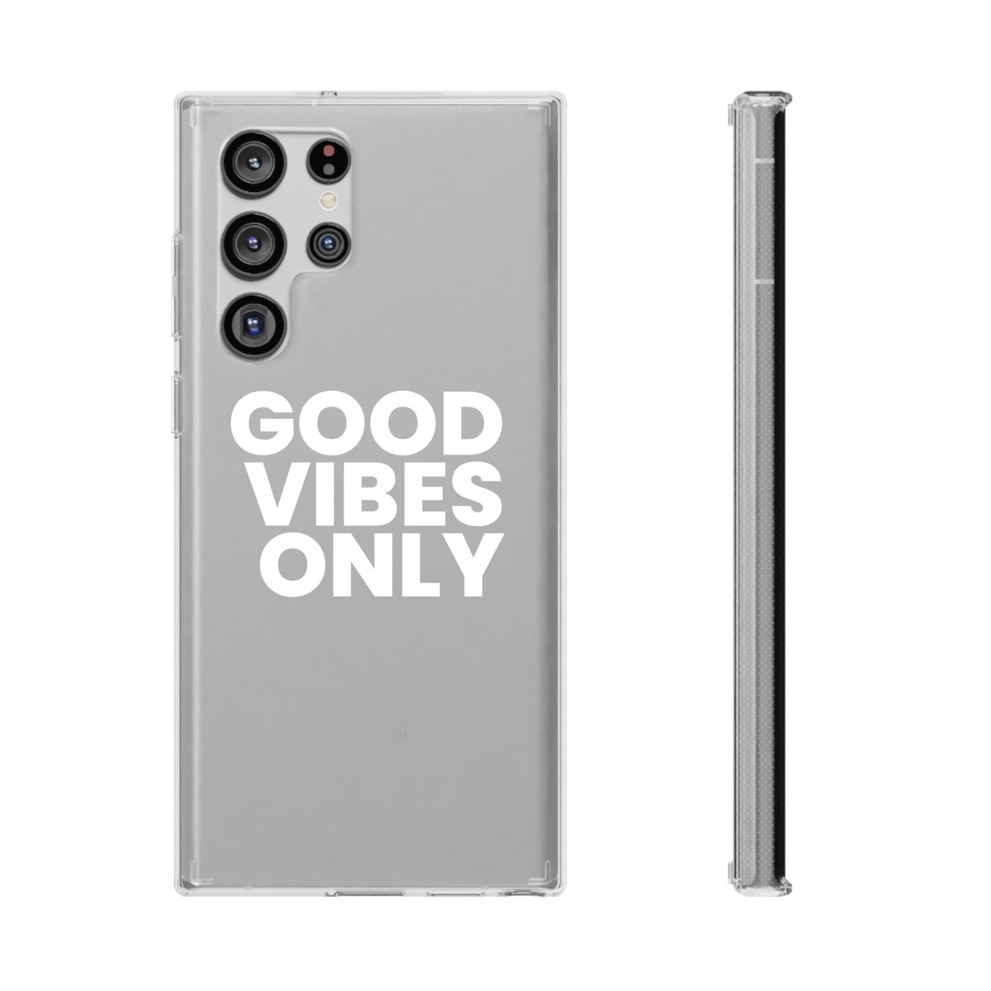 GOOD VIBES ONLY (White font) | Clear iPhone Case - Trovvve