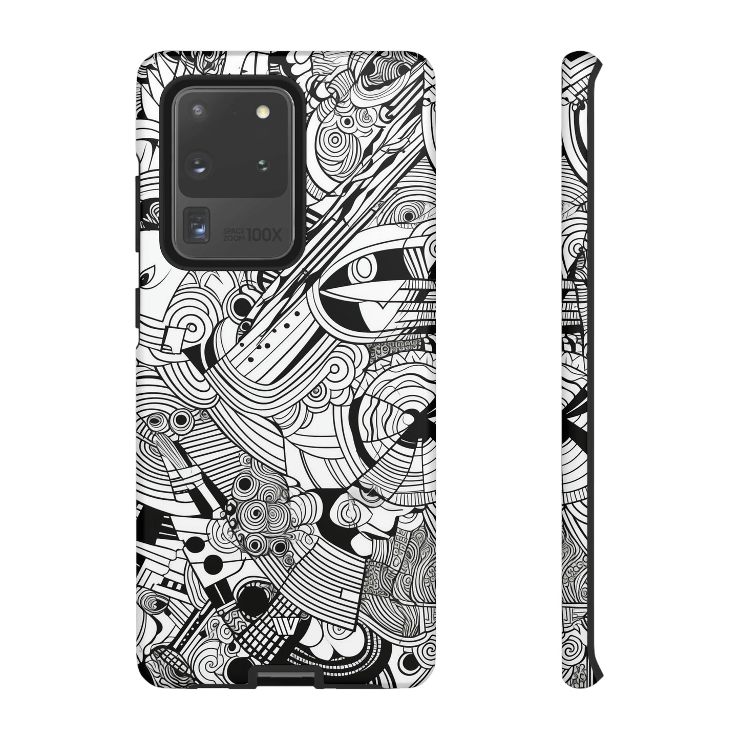 B&W ABSTRACT DOODLE | Tough Phone Case - Trovvve