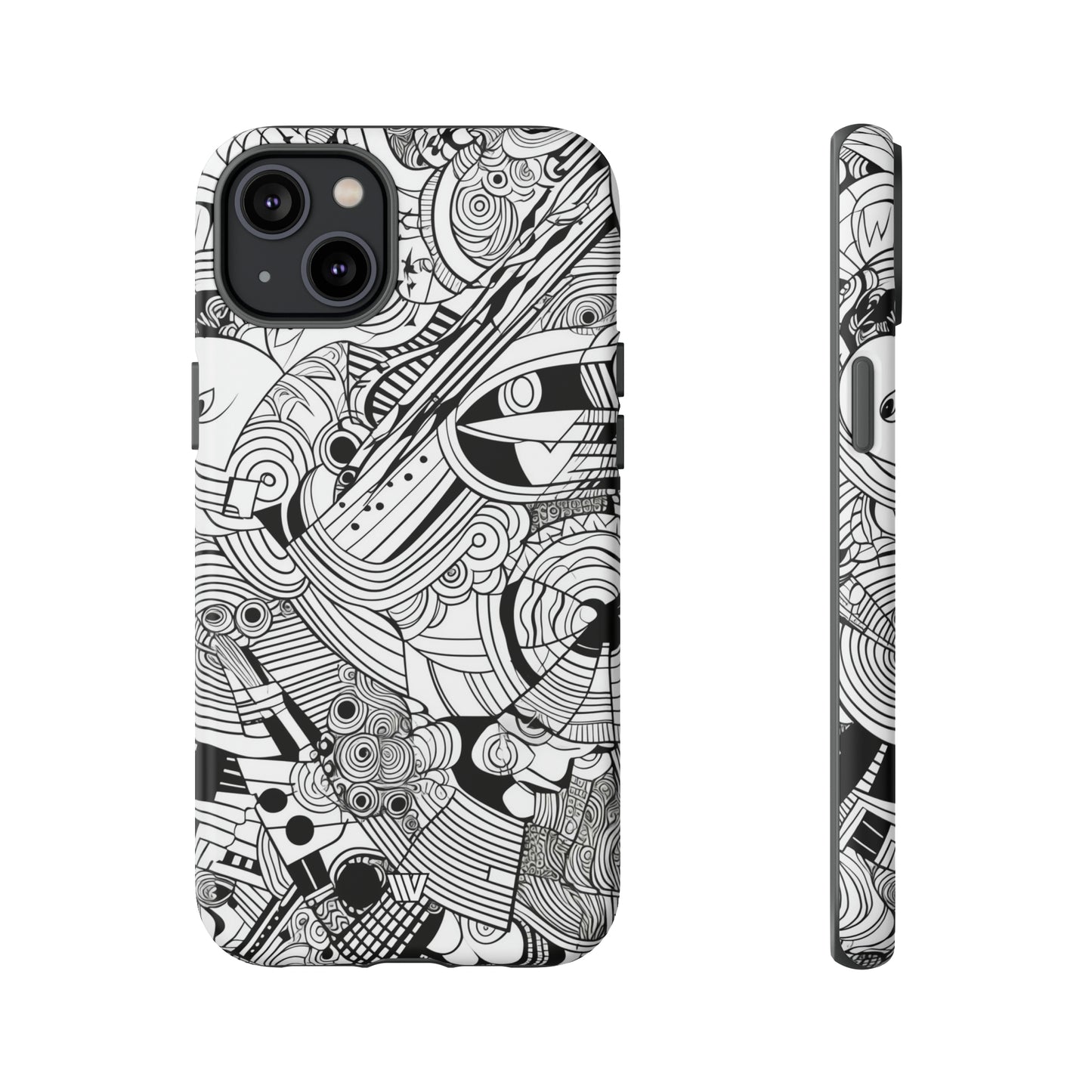 B&W ABSTRACT DOODLE | Tough Phone Case - Trovvve