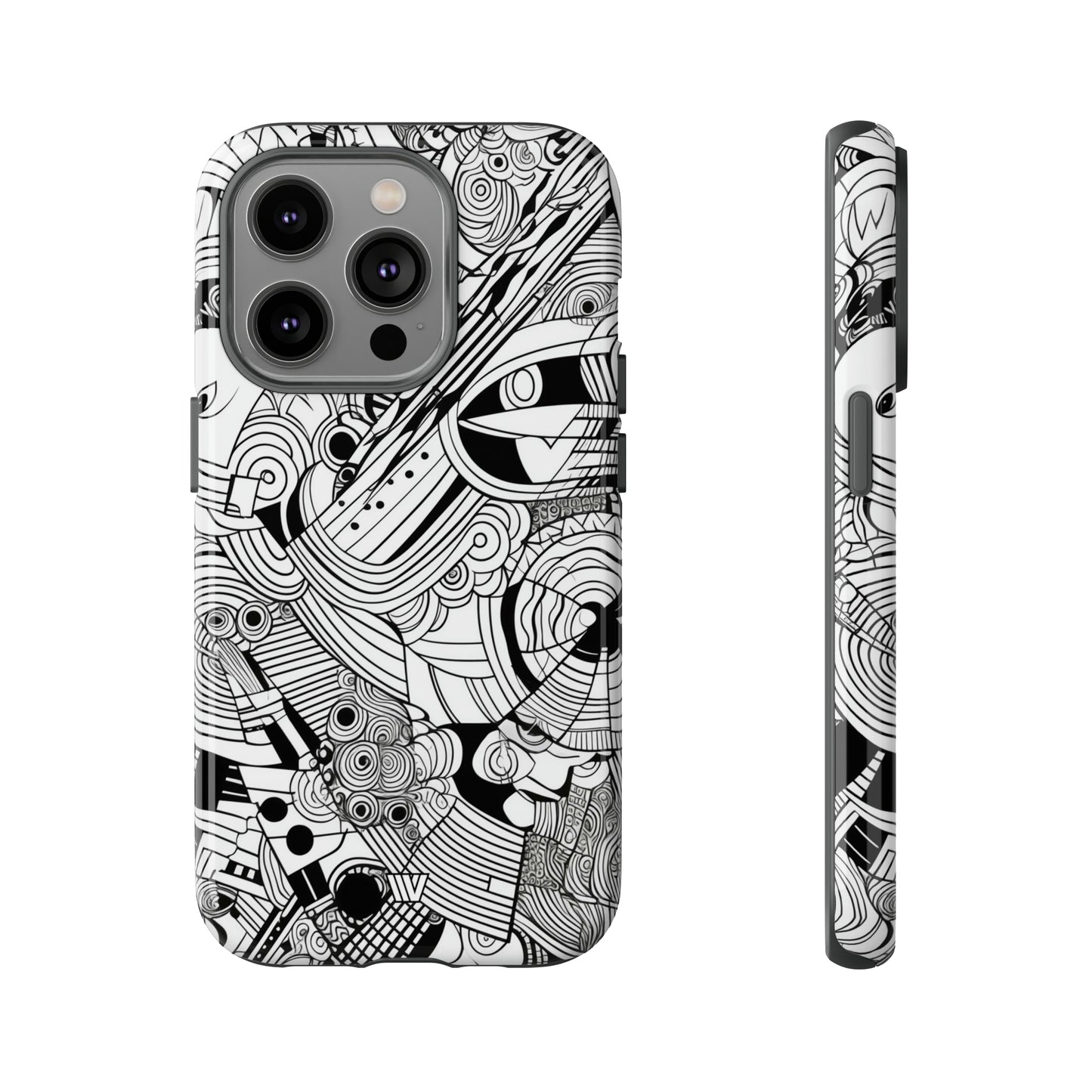 B&W ABSTRACT DOODLE | Tough Phone Case - Trovvve