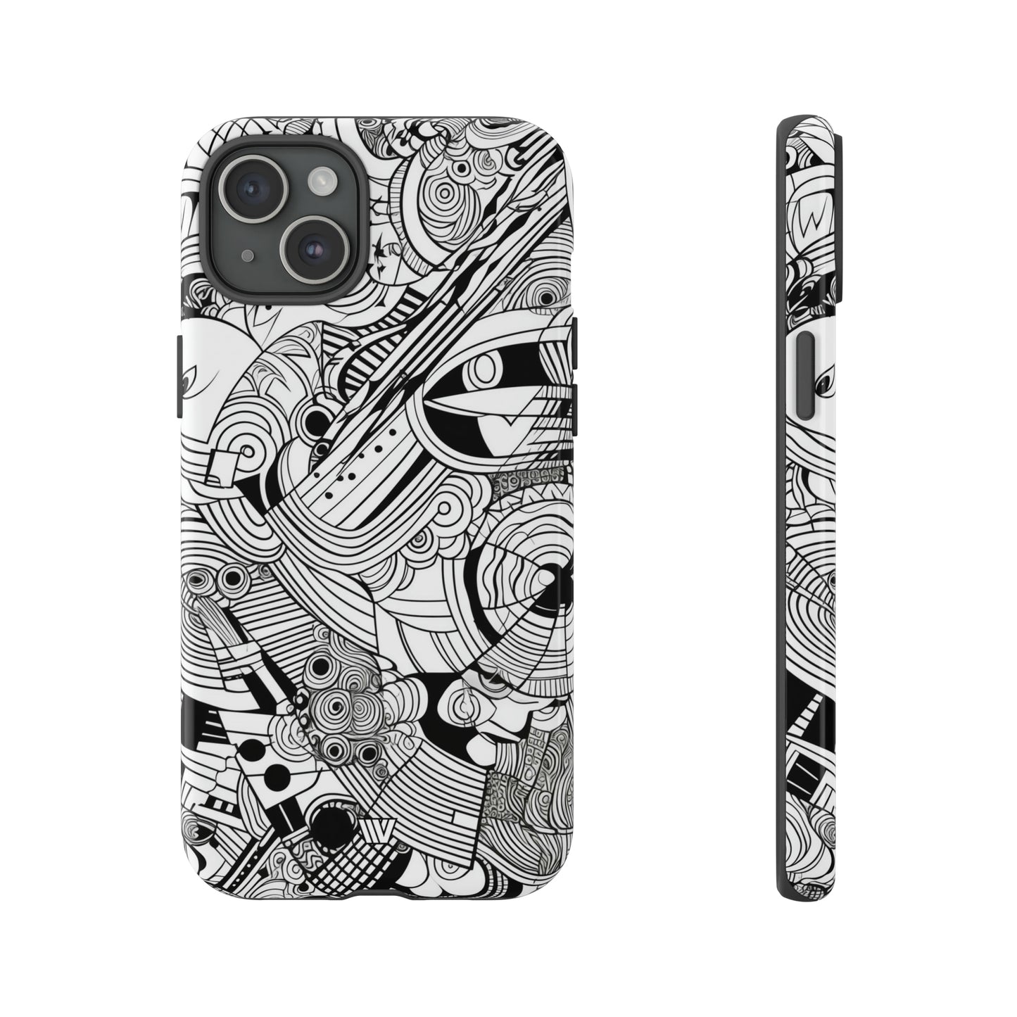 B&W ABSTRACT DOODLE | Tough Phone Case - Trovvve
