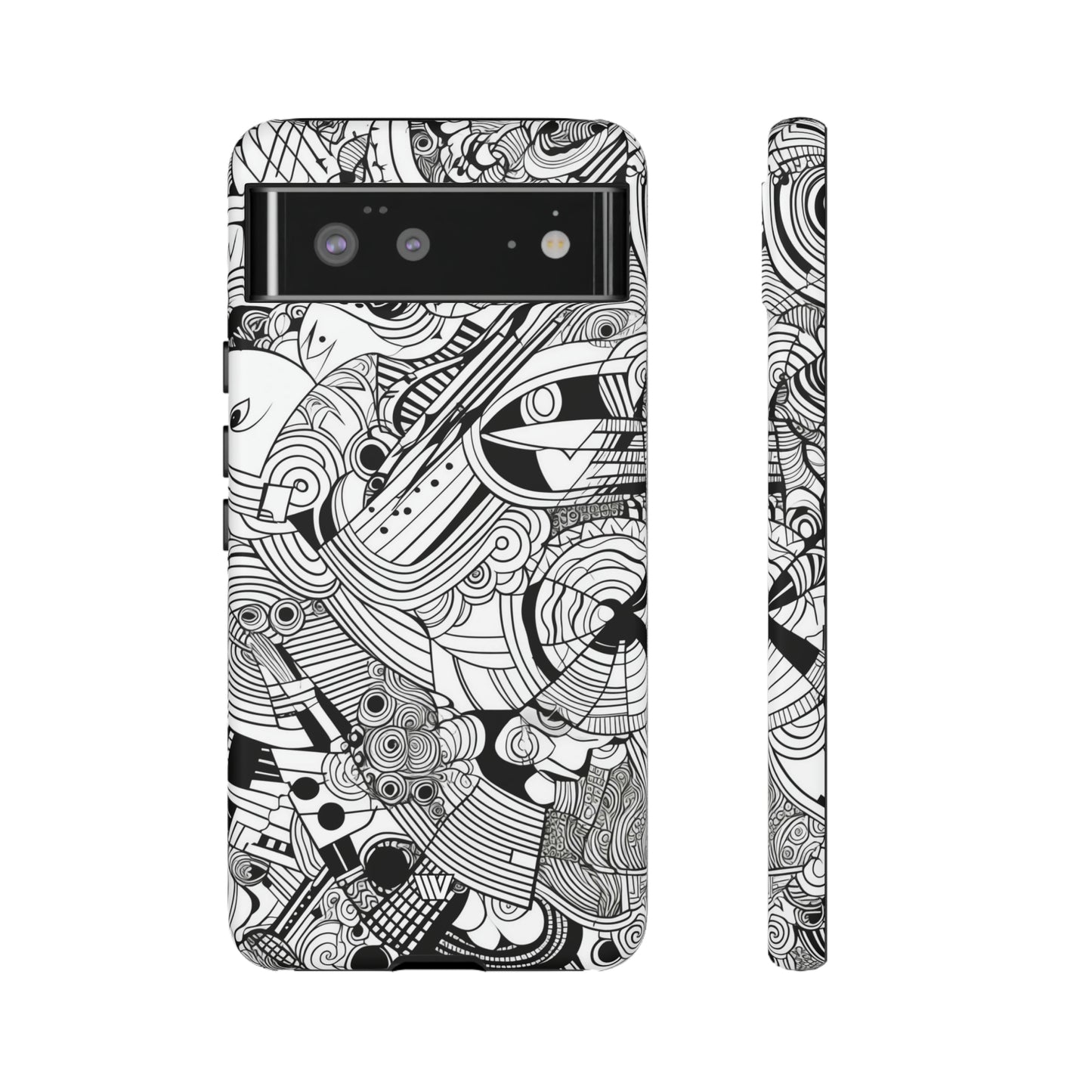 B&W ABSTRACT DOODLE | Tough Phone Case - Trovvve