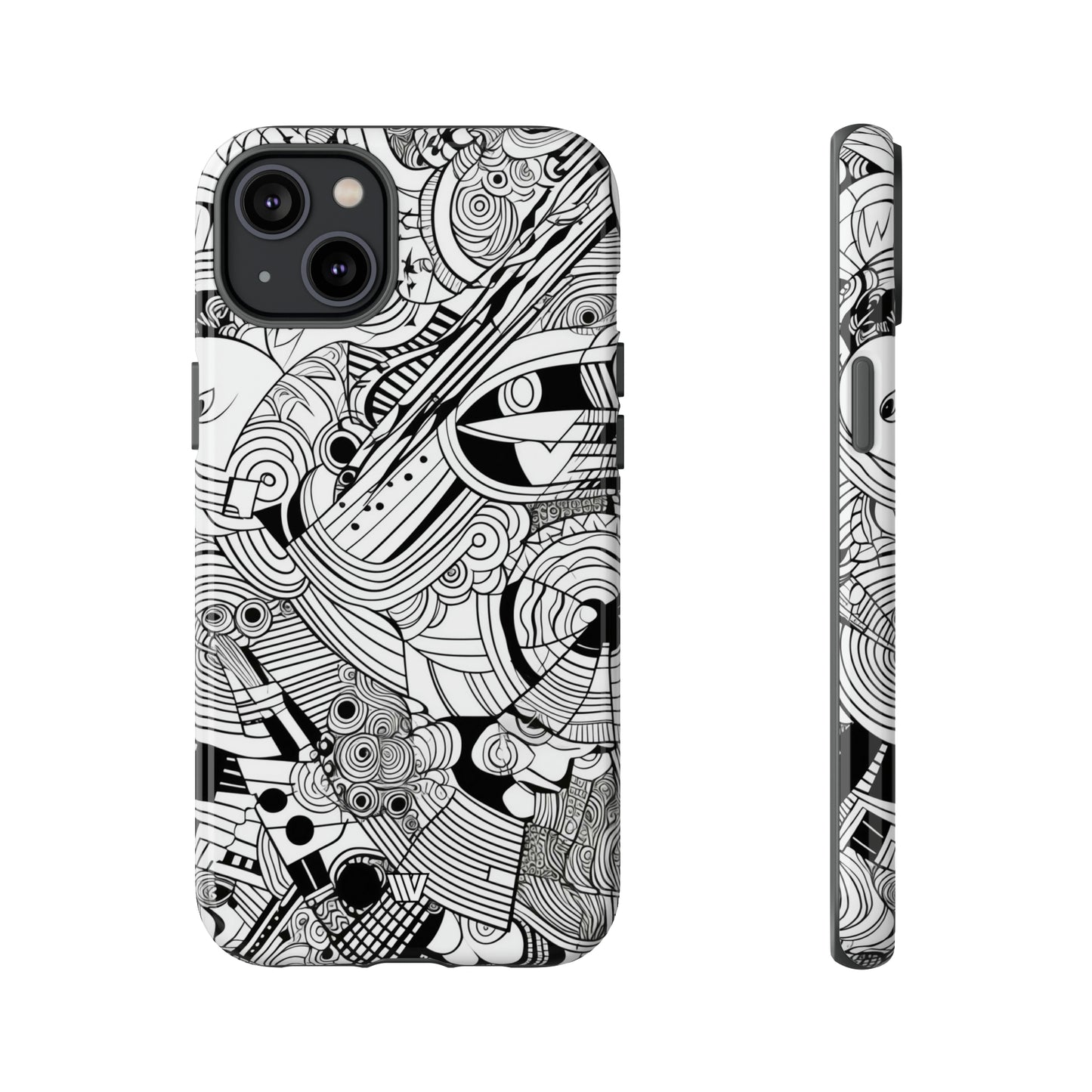 B&W ABSTRACT DOODLE | Tough Phone Case - Trovvve