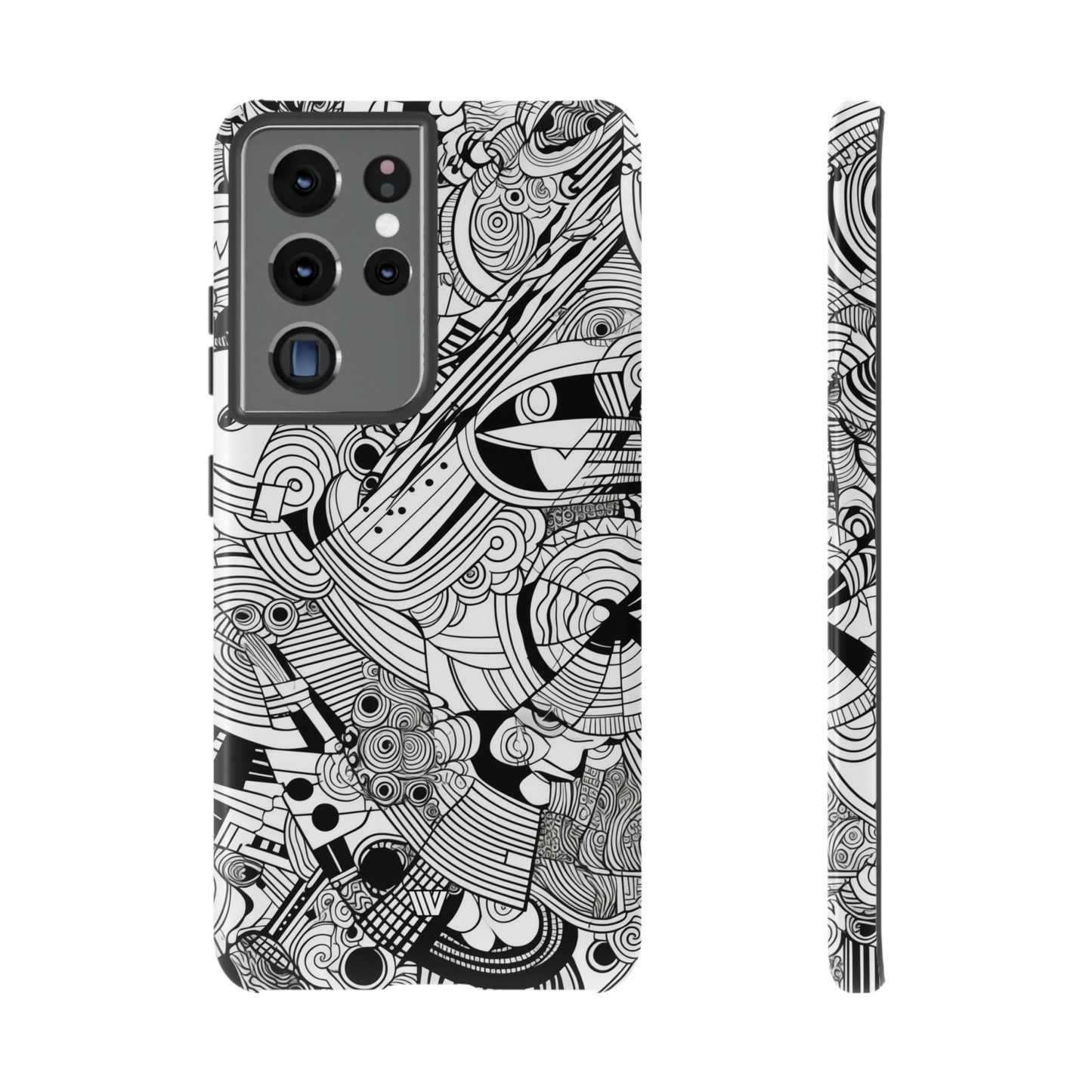B&W ABSTRACT DOODLE | Tough Phone Case - Trovvve