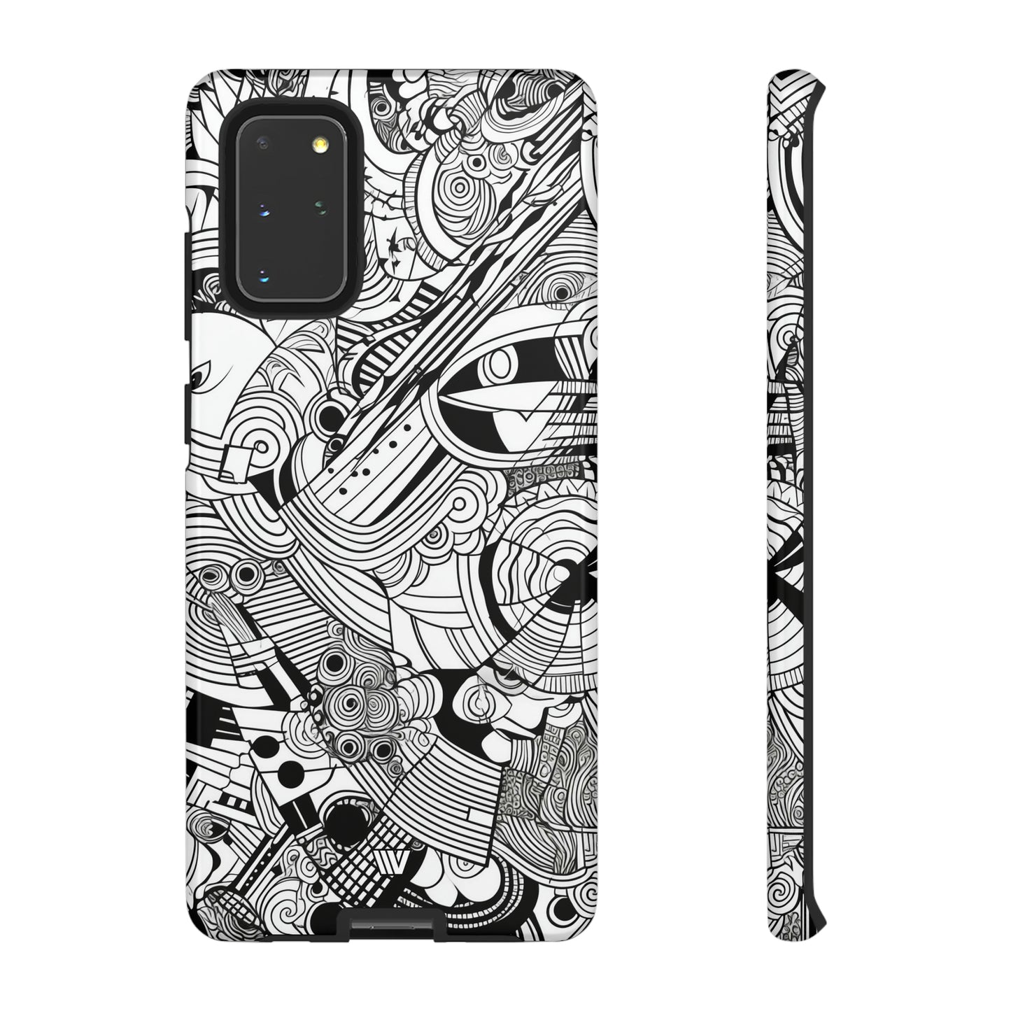B&W ABSTRACT DOODLE | Tough Phone Case - Trovvve