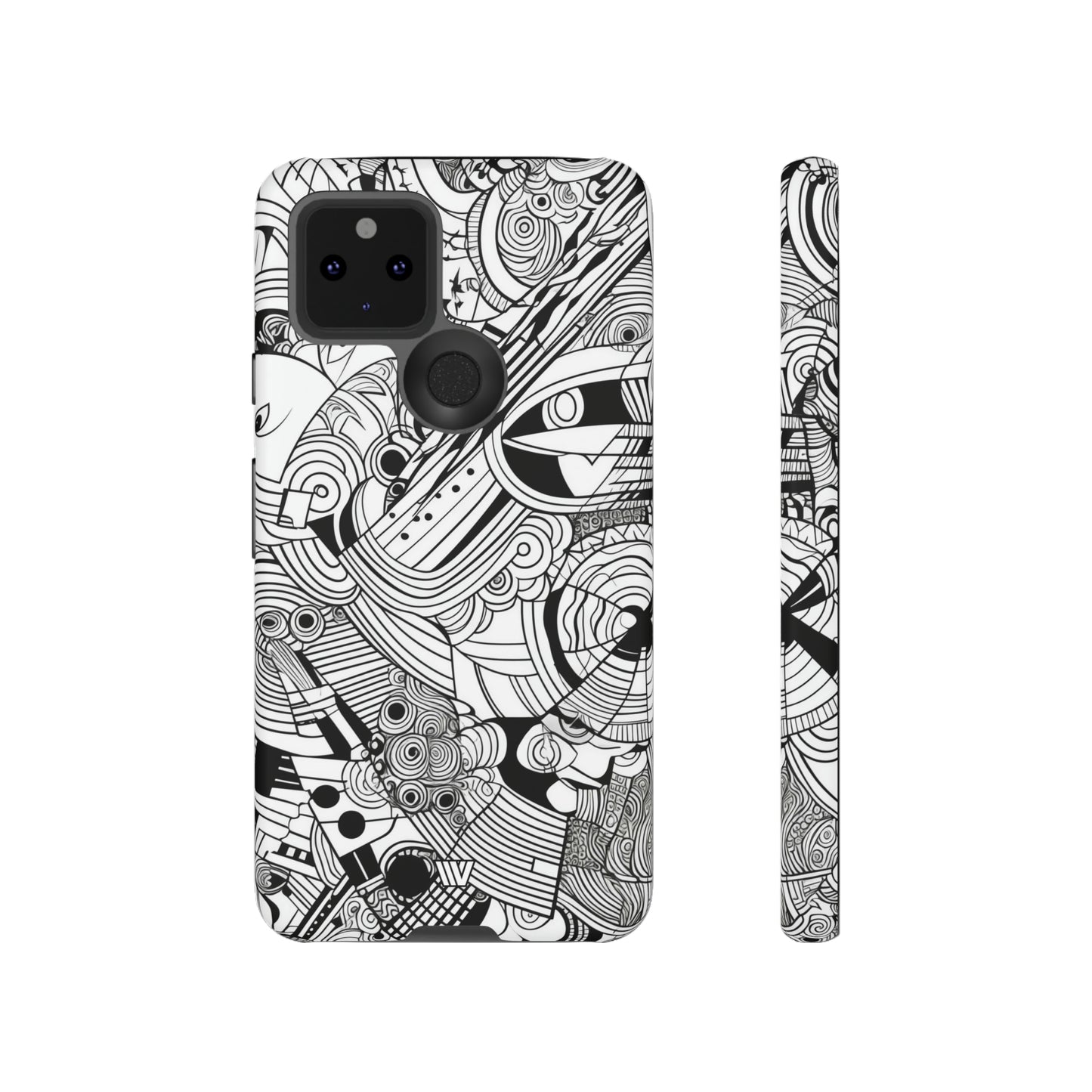 B&W ABSTRACT DOODLE | Tough Phone Case - Trovvve