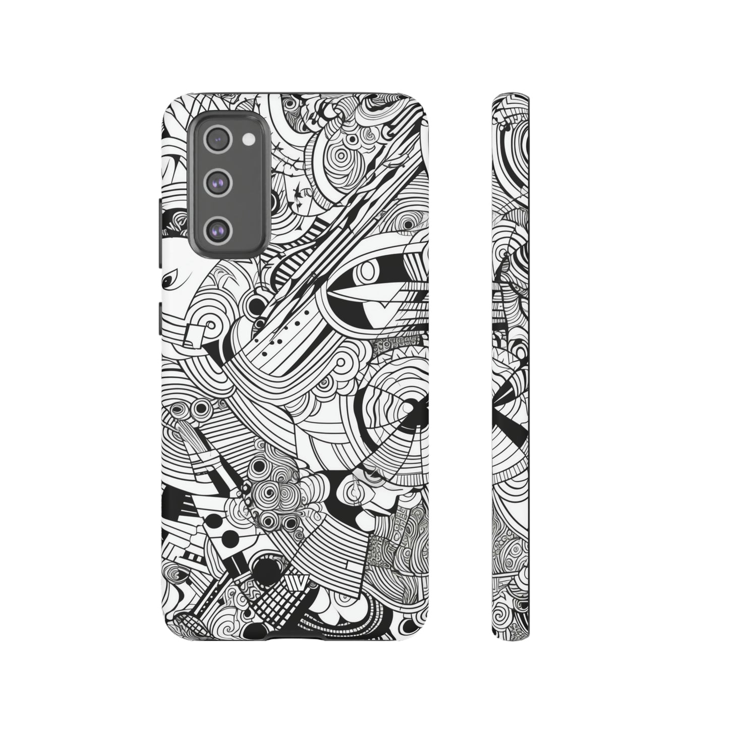 B&W ABSTRACT DOODLE | Tough Phone Case - Trovvve