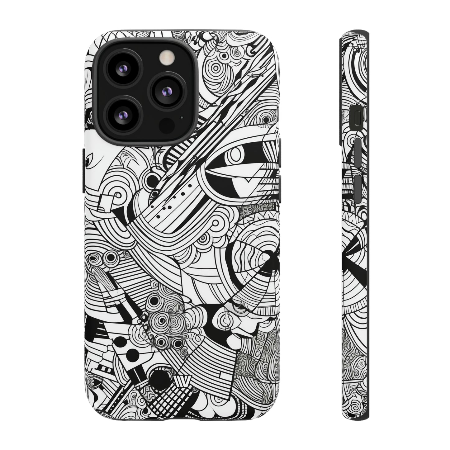 B&W ABSTRACT DOODLE | Tough Phone Case - Trovvve
