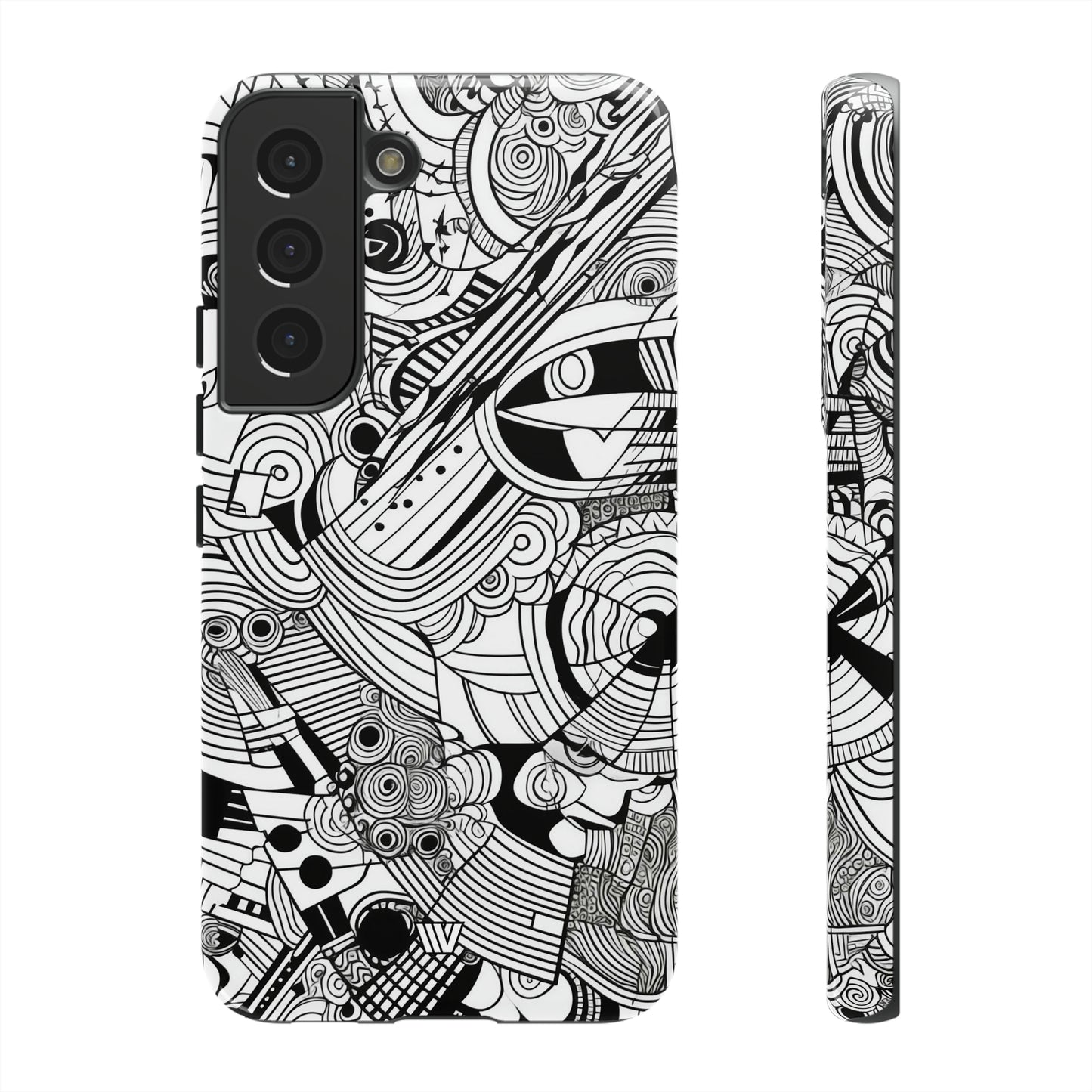 B&W ABSTRACT DOODLE | Tough Phone Case - Trovvve