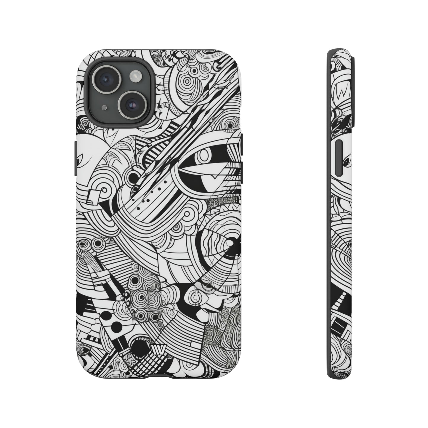 B&W ABSTRACT DOODLE | Tough Phone Case - Trovvve