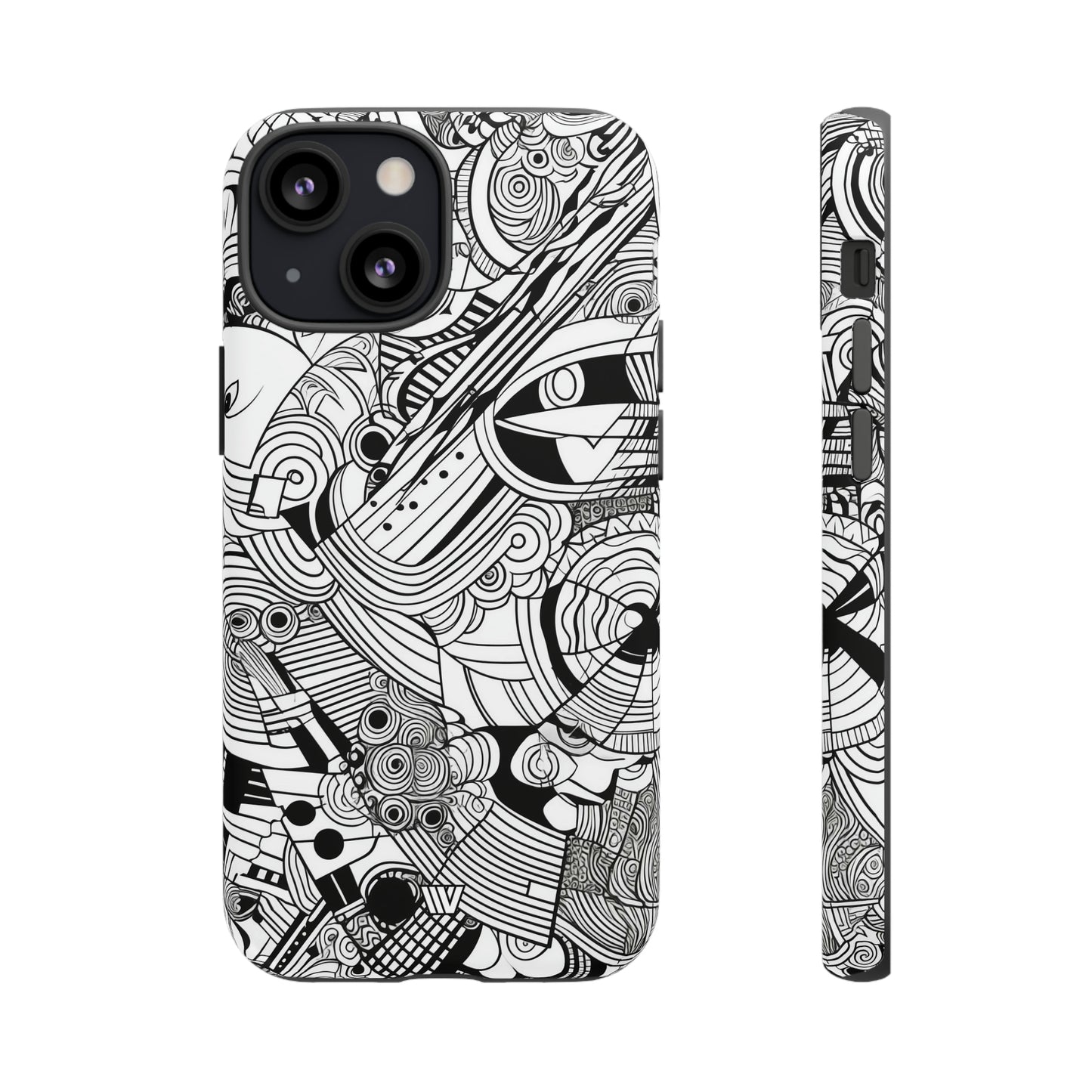 B&W ABSTRACT DOODLE | Tough Phone Case - Trovvve