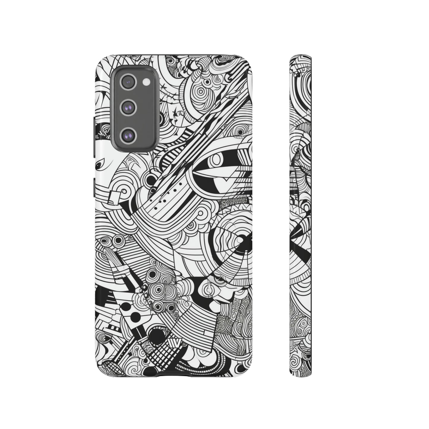 B&W ABSTRACT DOODLE | Tough Phone Case - Trovvve