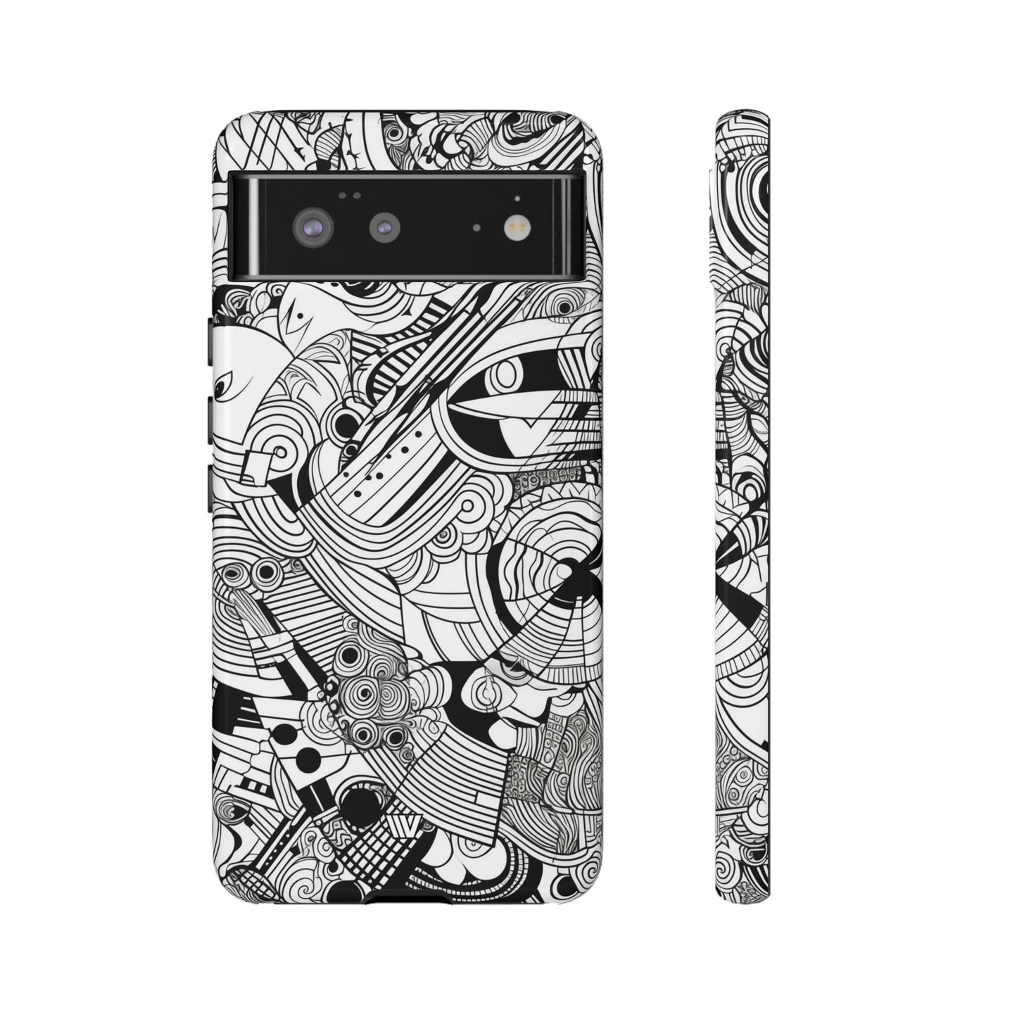B&W ABSTRACT DOODLE | Tough Phone Case - Trovvve