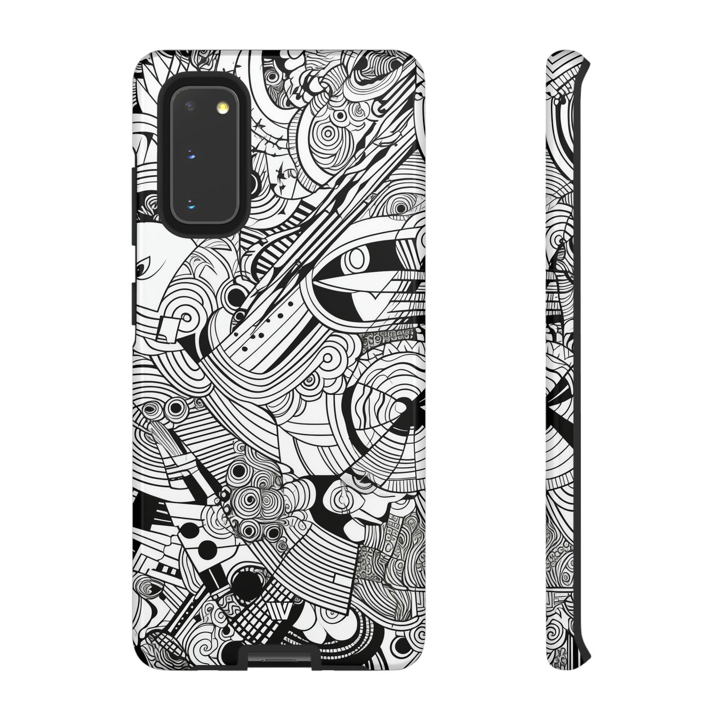 B&W ABSTRACT DOODLE | Tough Phone Case - Trovvve