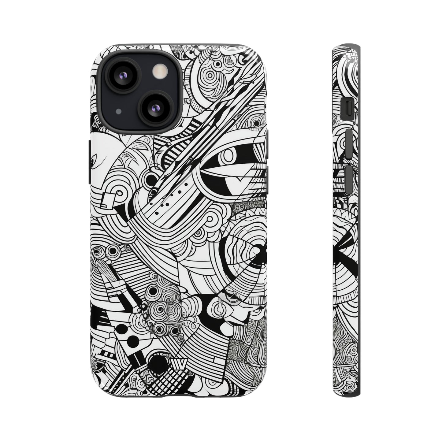 B&W ABSTRACT DOODLE | Tough Phone Case - Trovvve