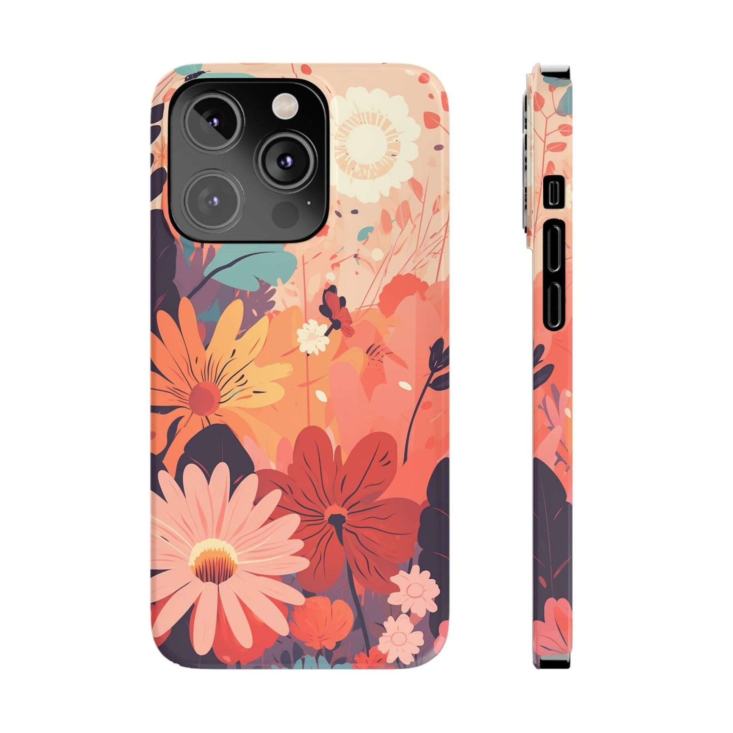 Bright Sunset Flowers | Slim iPhone Case - Trovvve