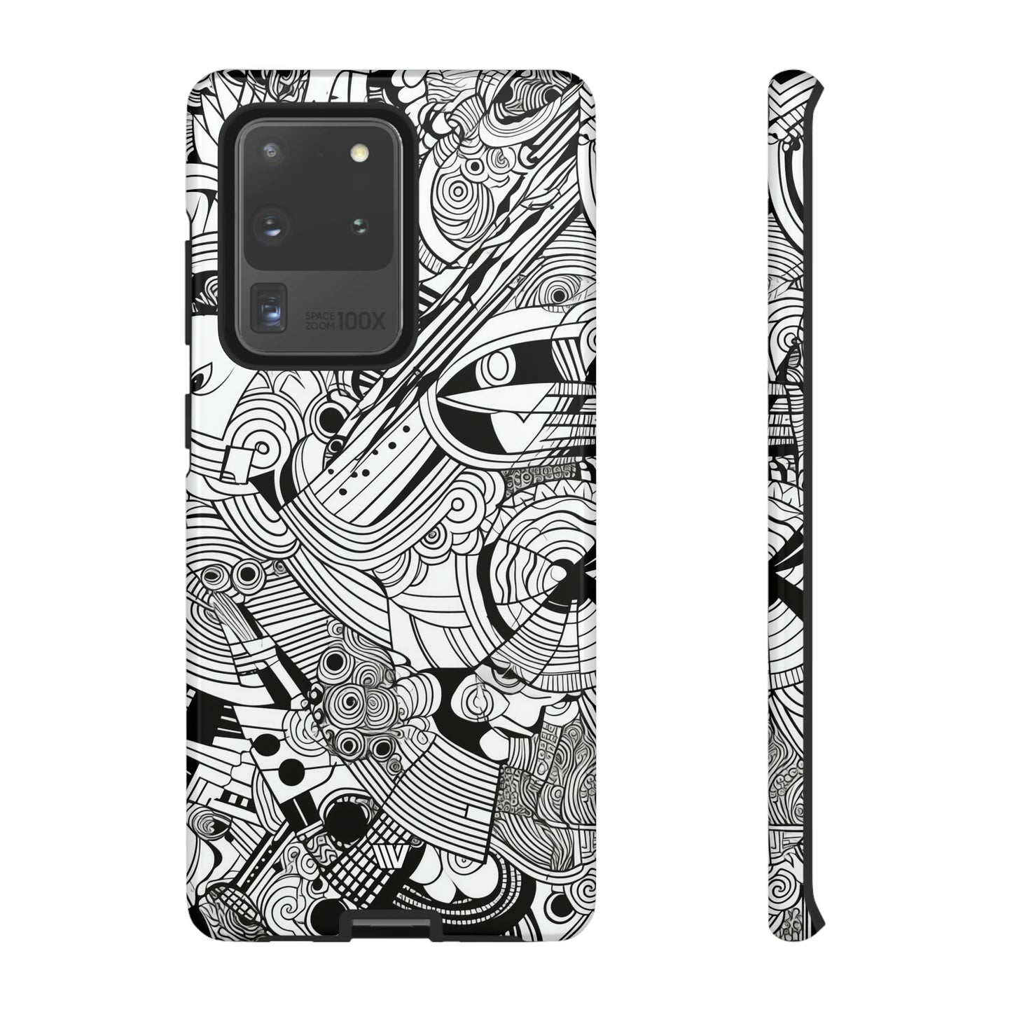 B&W ABSTRACT DOODLE | Tough Phone Case - Trovvve