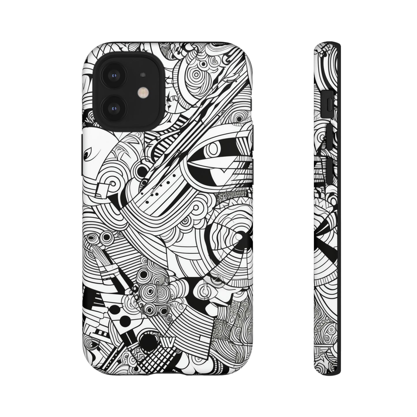 B&W ABSTRACT DOODLE | Tough Phone Case - Trovvve