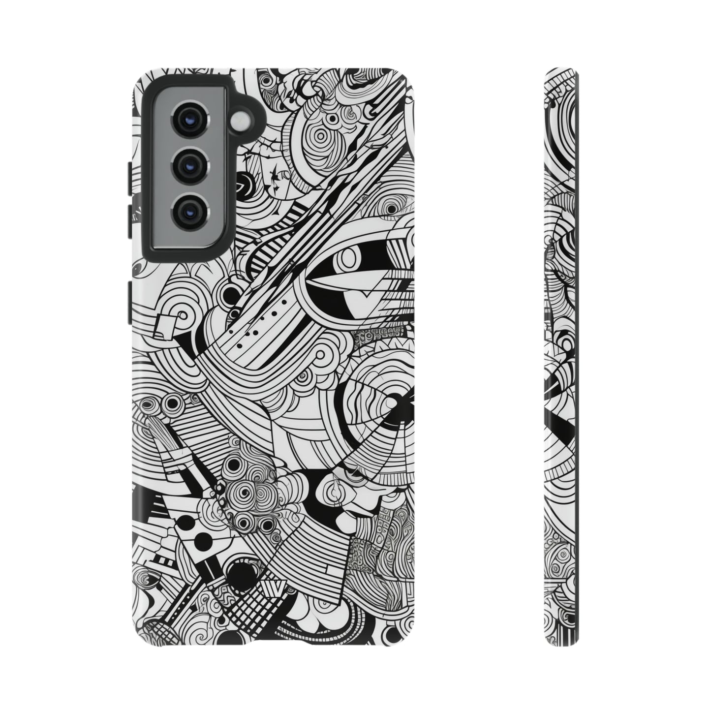 B&W ABSTRACT DOODLE | Tough Phone Case - Trovvve