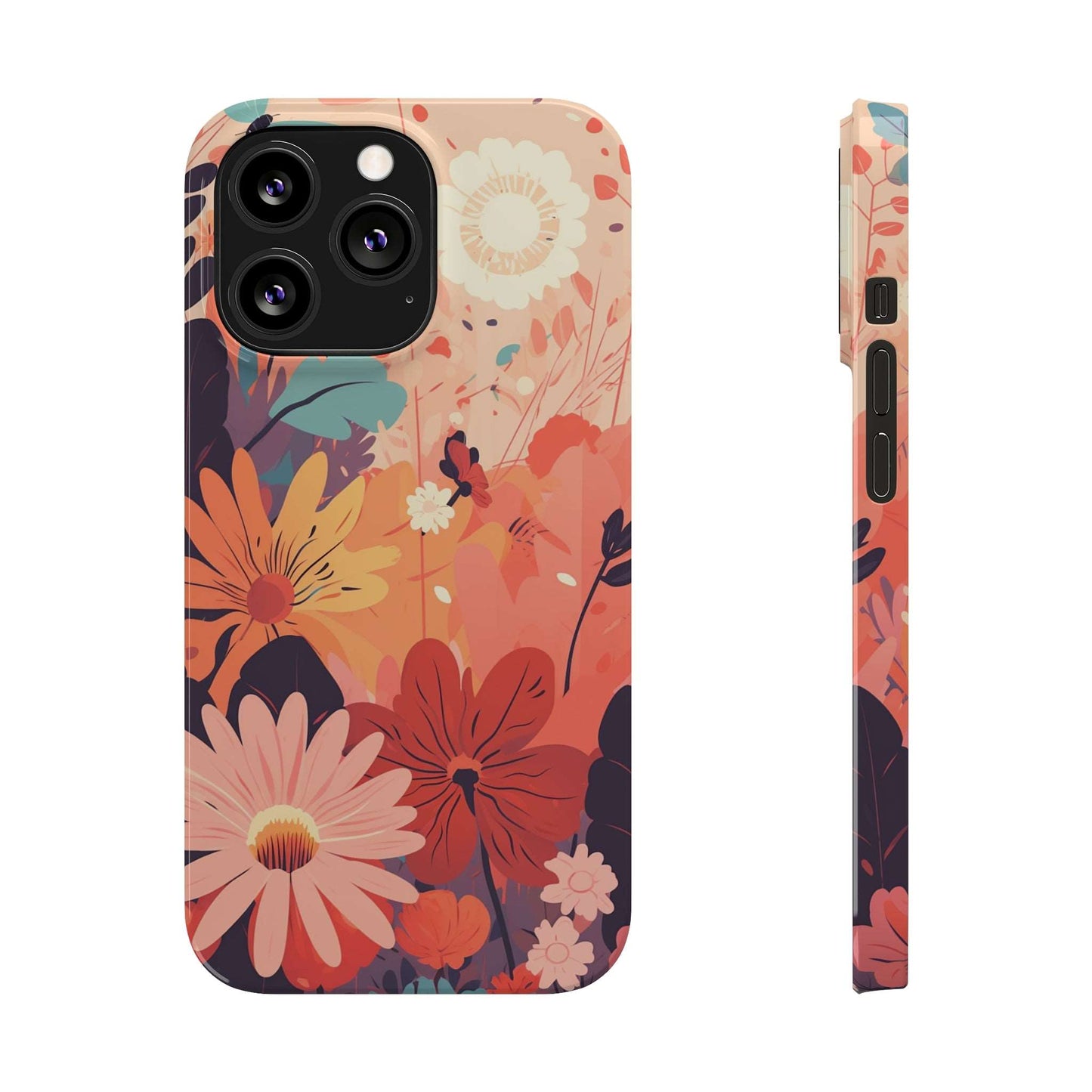 Bright Sunset Flowers | Slim iPhone Case - Trovvve