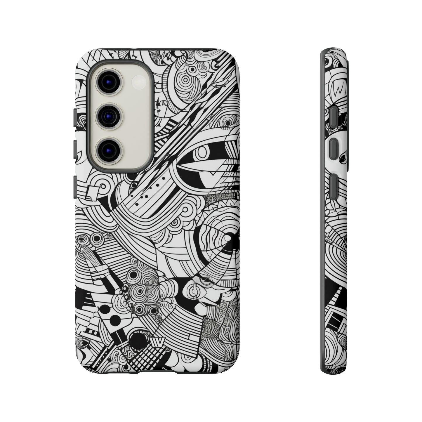 B&W ABSTRACT DOODLE | Tough Phone Case - Trovvve