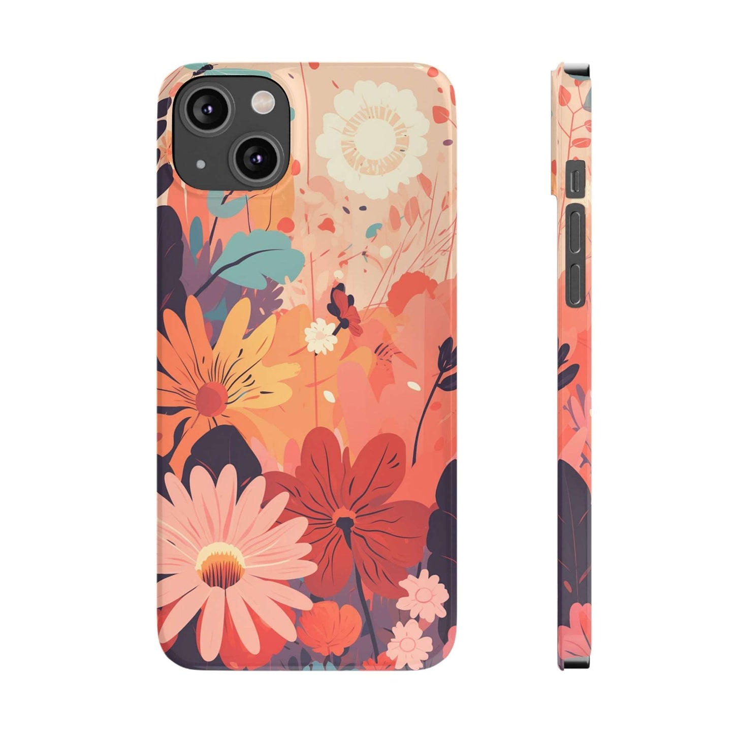 Bright Sunset Flowers | Slim iPhone Case - Trovvve