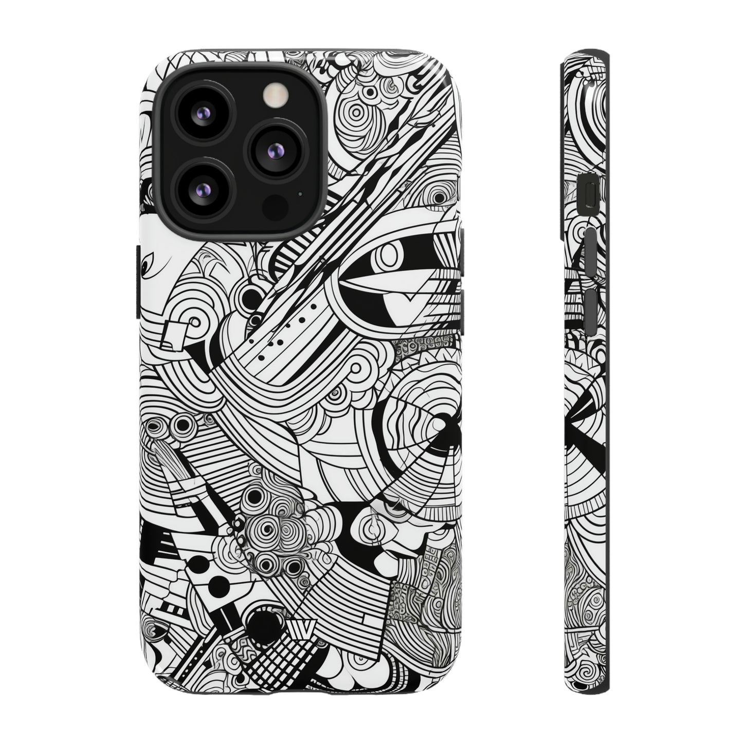 B&W ABSTRACT DOODLE | Tough Phone Case - Trovvve
