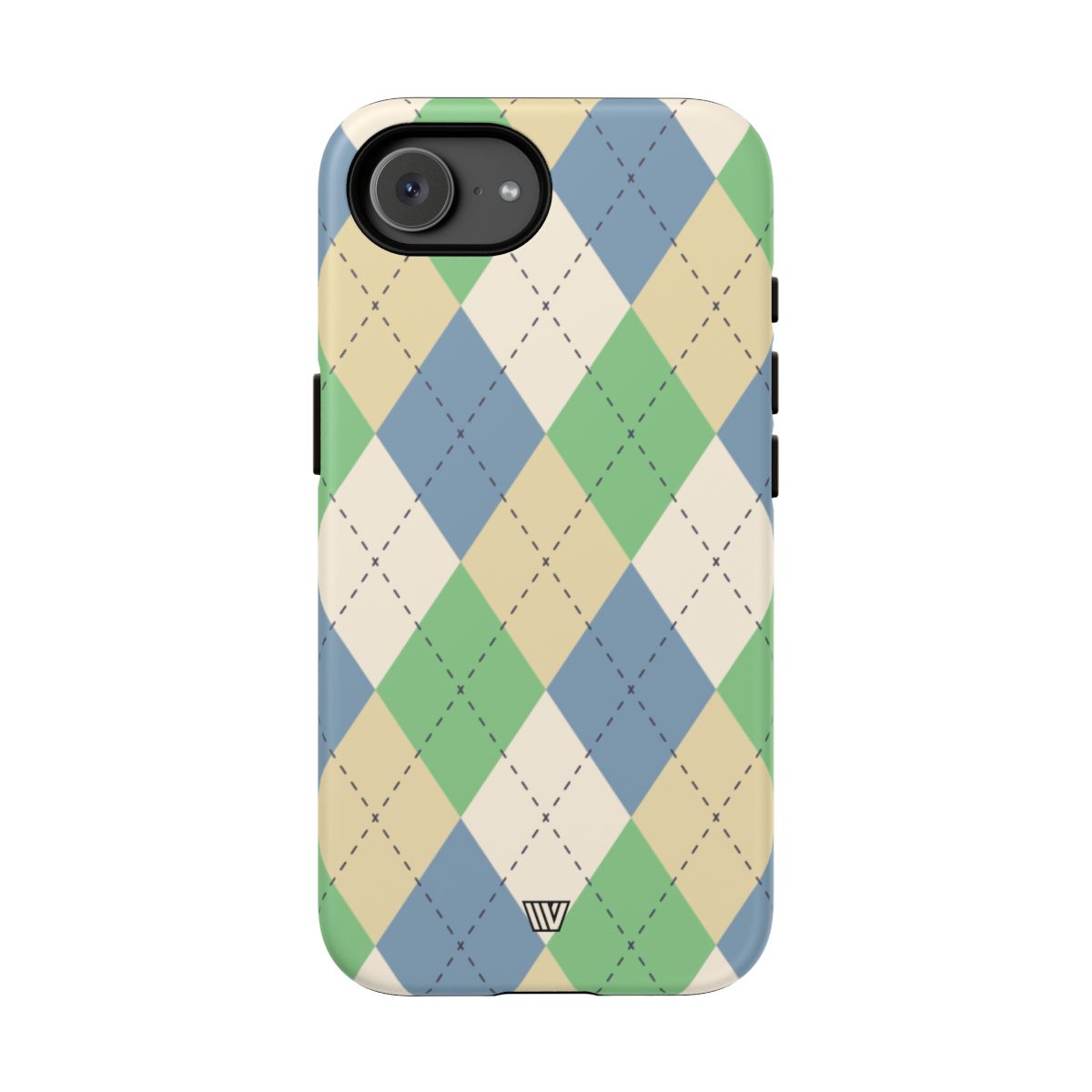 Green Blue Beige Argyle Tough Phone Case – iPhone 16e, Matte