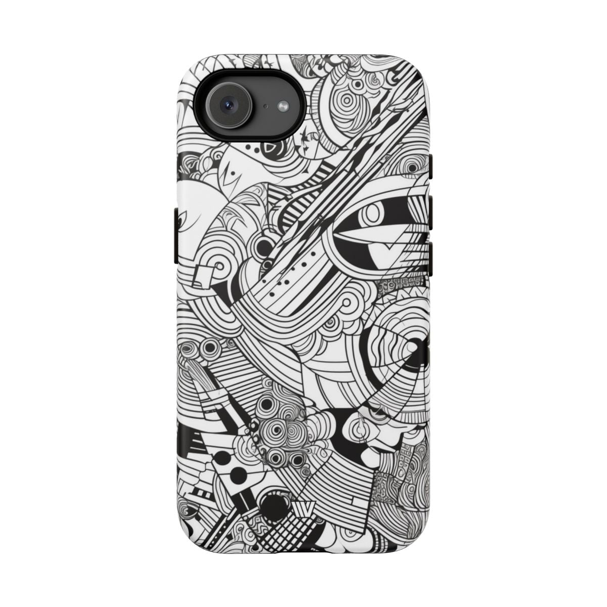B&W Abstract Doodle Tough Phone Case – iPhone 16e, Matte