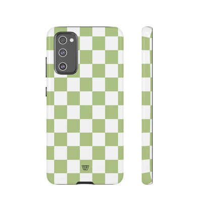 PALE OLIVE WHITE CHECKERBOARD | Tough Phone Case