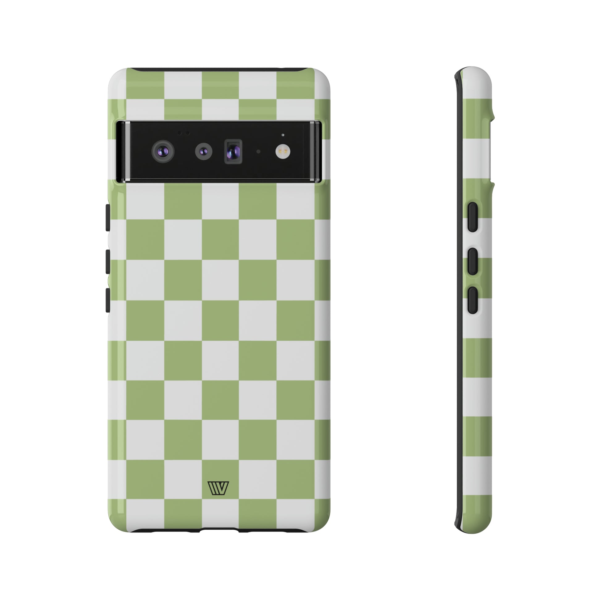 PALE OLIVE WHITE CHECKERBOARD | Tough Phone Case - Trovvve