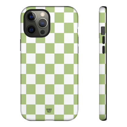 PALE OLIVE WHITE CHECKERBOARD | Tough Phone Case - Trovvve