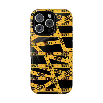 Danger Tape MagSafe Tough iPhone Case – iPhone 16 Pro, Glossy