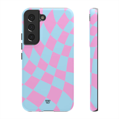 BLUE PINK CURVY CHECKERBOARD | Tough Phone Case - Trovvve