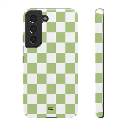 PALE OLIVE WHITE CHECKERBOARD | Tough Phone Case - Trovvve