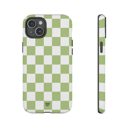 PALE OLIVE WHITE CHECKERBOARD | Tough Phone Case